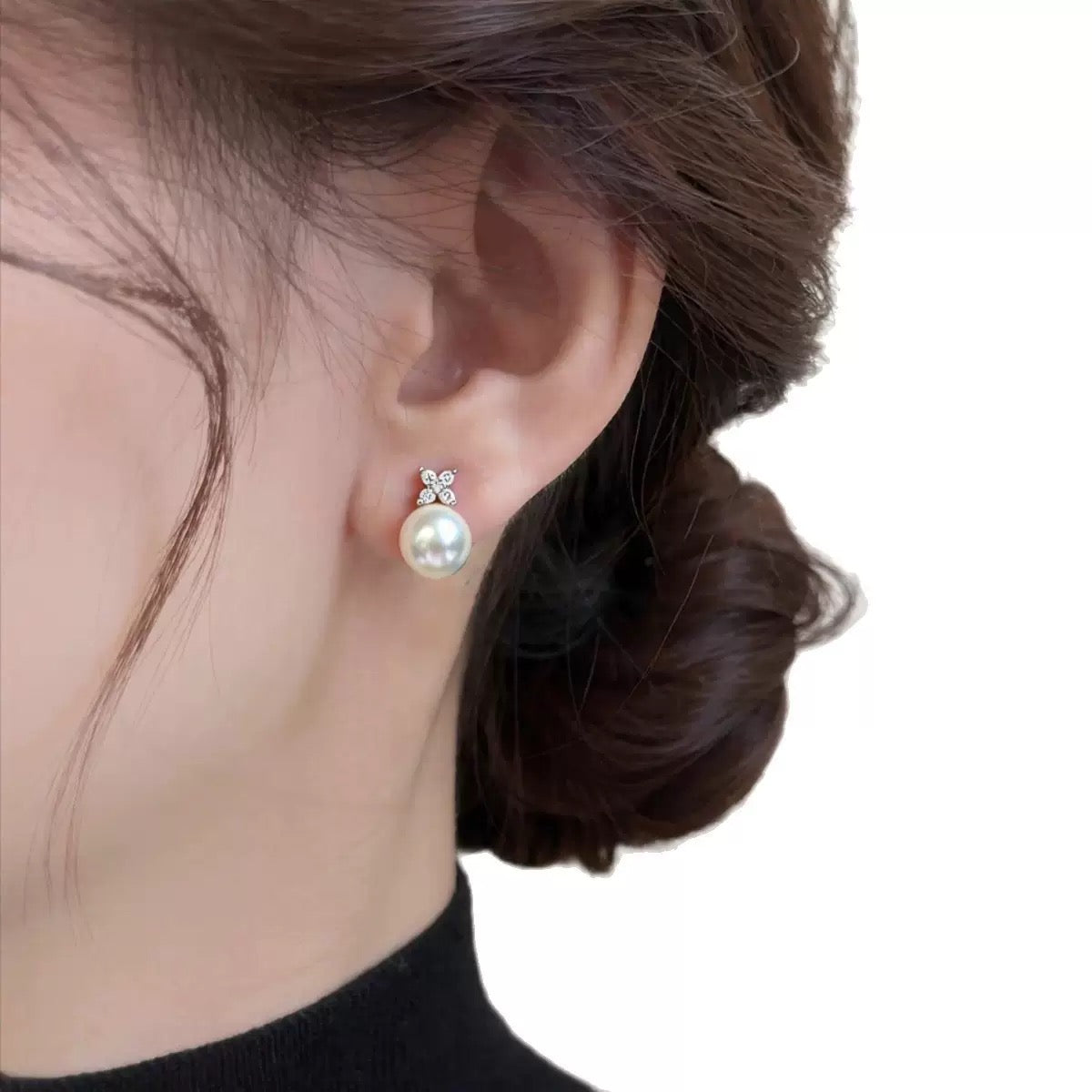 S925 Sterling Silver Four Leaf Pearl Earrings