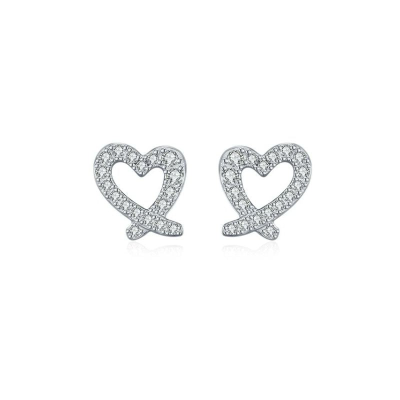 S925 Sterling Silver Heart Shape Moissanite Earrings (GRA)