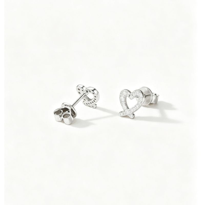 S925 Sterling Silver Heart Shape Moissanite Earrings (GRA)