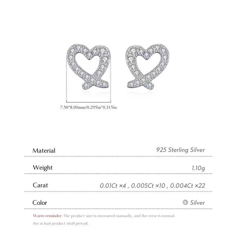 S925 Sterling Silver Heart Shape Moissanite Earrings (GRA)
