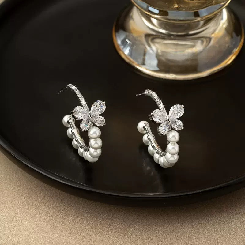 Trend Butterfly Pearl Earrings