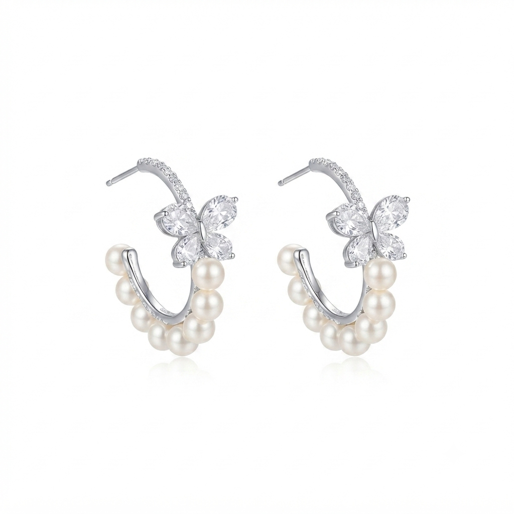 Trend Butterfly Pearl Earrings