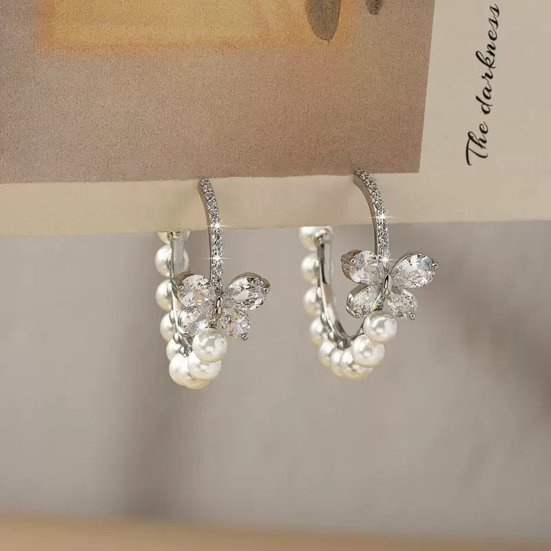 Trend Butterfly Pearl Earrings