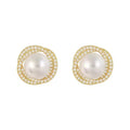 Vintage Style Crystal Pearl Earrings (Gold)