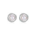 Vintage Style Crystal Pearl Earrings (Silver)