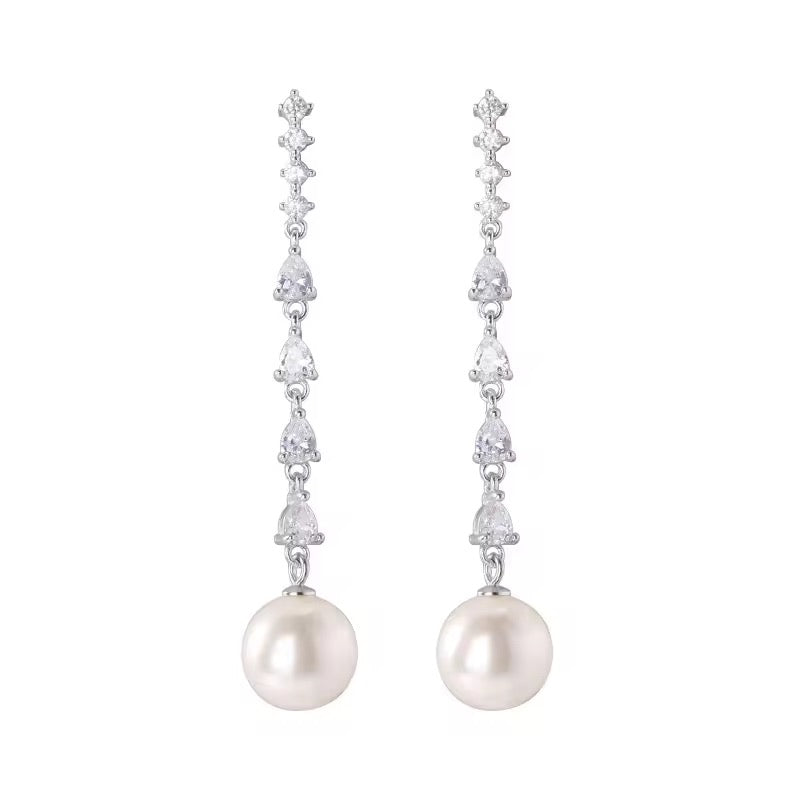 S925 Sterling Silver Luxury Pearl Drop Earrings