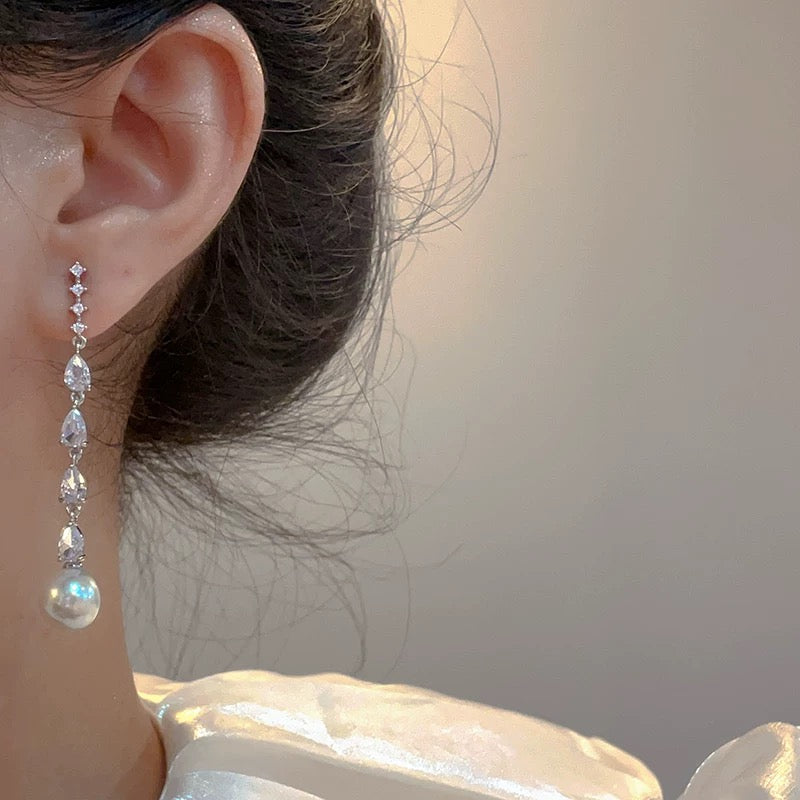 S925 Sterling Silver Luxury Pearl Drop Earrings