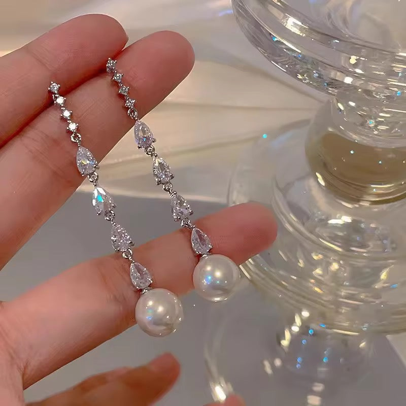 S925 Sterling Silver Luxury Pearl Drop Earrings