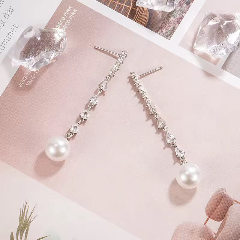 S925 Sterling Silver Luxury Pearl Drop Earrings