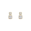 S925 Sterling Silver Squared Cut Crystal Earrings