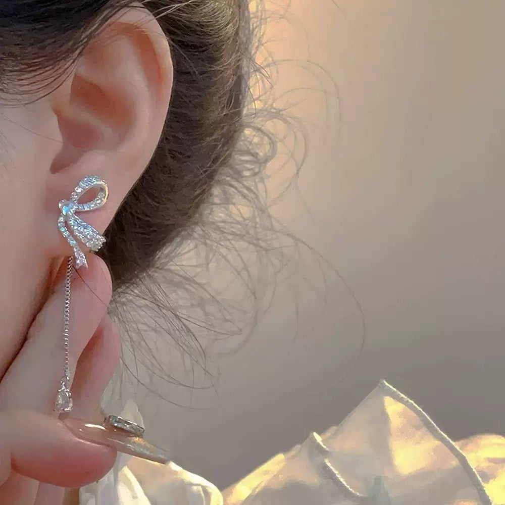 S925 Sterling Silver Butterfly Bow Earrings