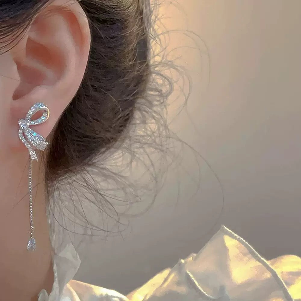 S925 Sterling Silver Butterfly Bow Earrings