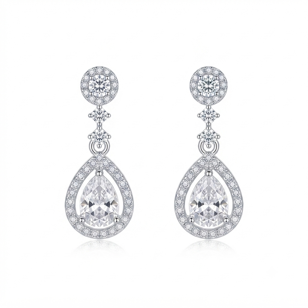 S925 Sterling Silver Water Drop Stud Earrings