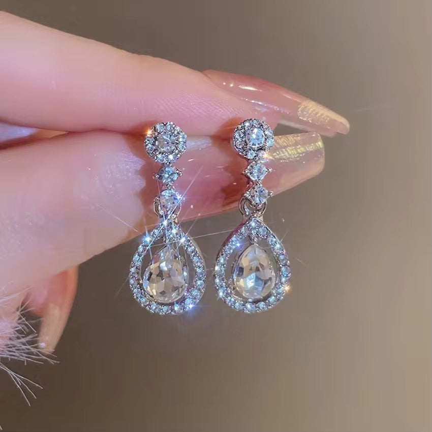 S925 Sterling Silver Water Drop Stud Earrings