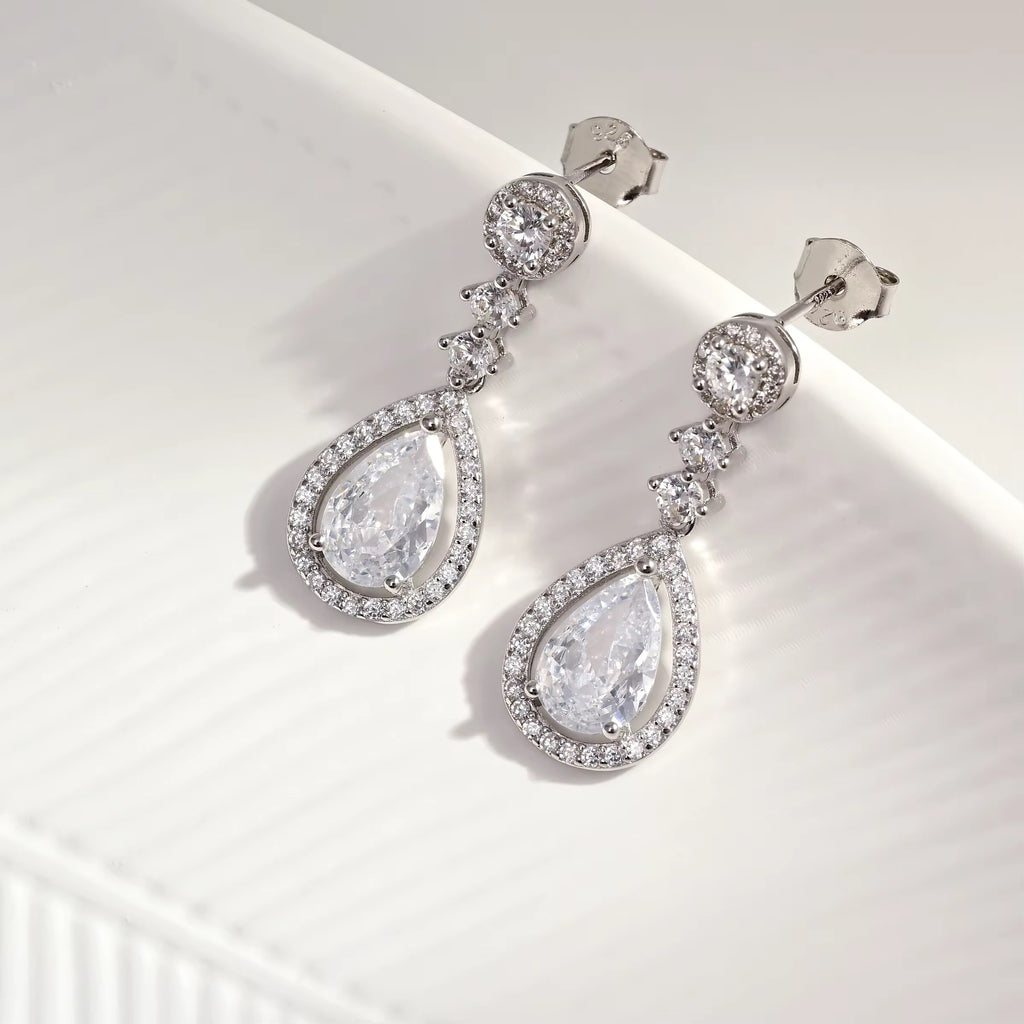 S925 Sterling Silver Water Drop Stud Earrings