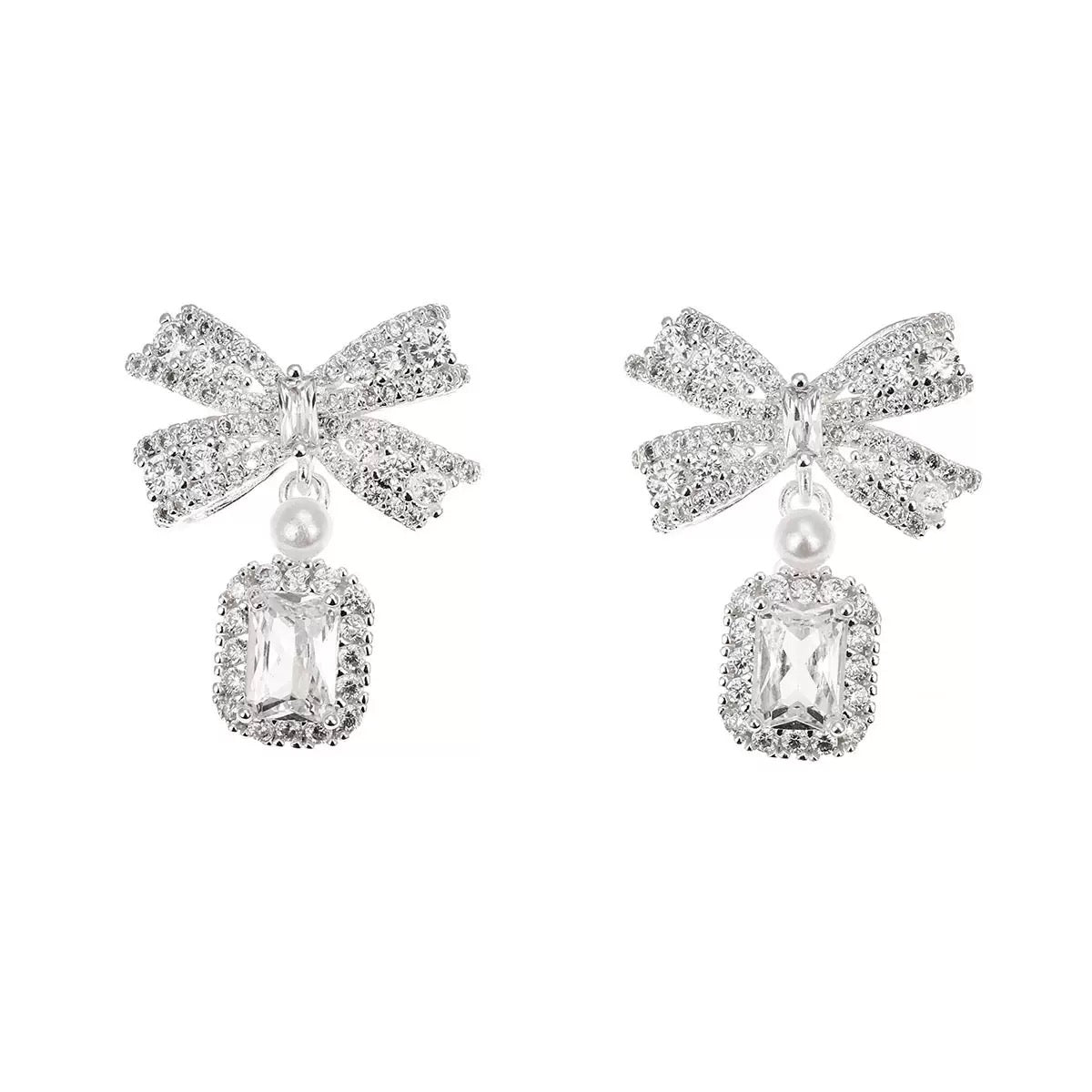 S925 Sterling Silver Crystal Pendant Earrings