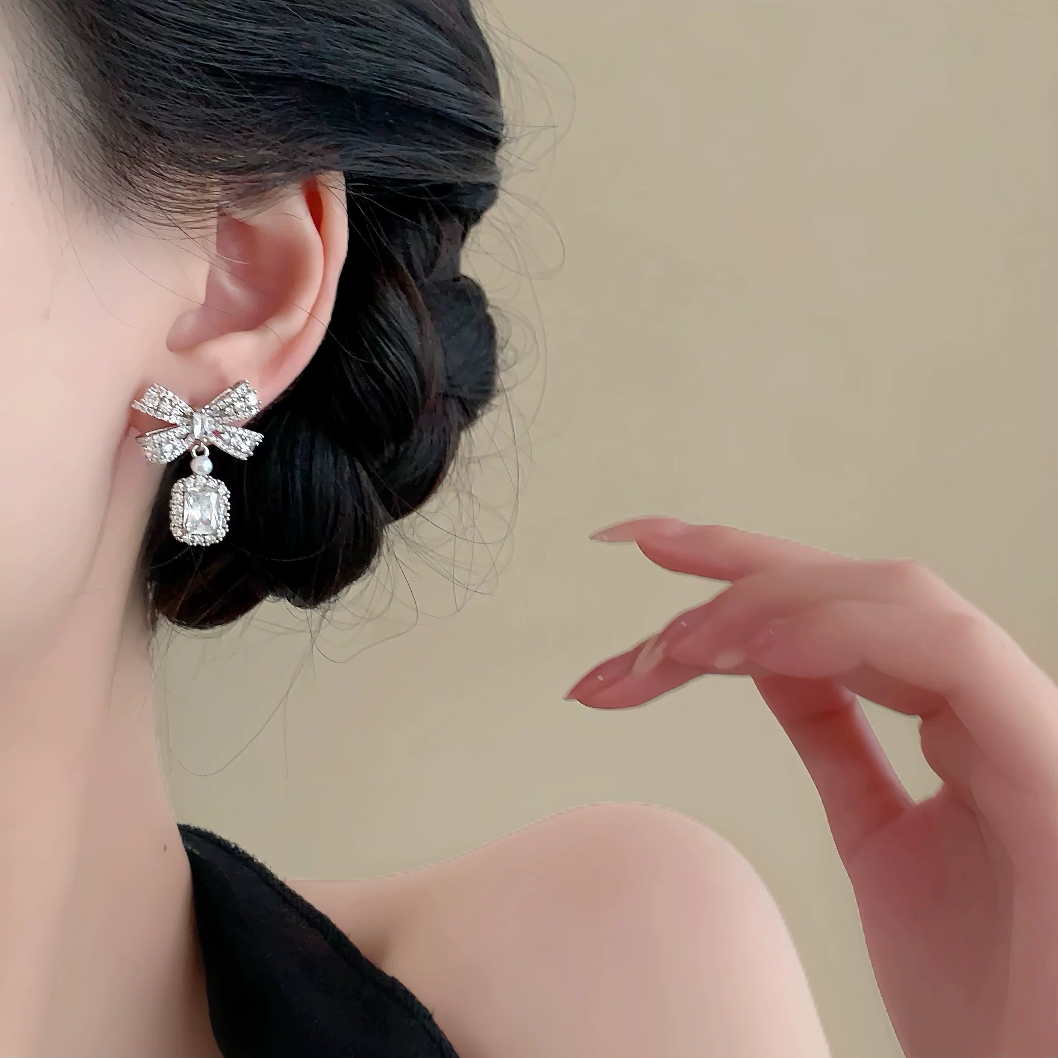 S925 Sterling Silver Crystal Pendant Earrings