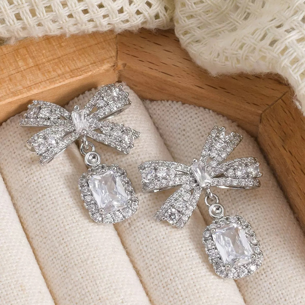 S925 Sterling Silver Crystal Pendant Earrings