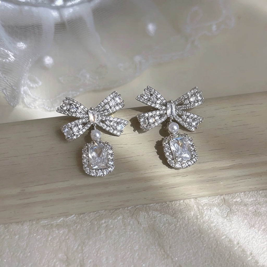S925 Sterling Silver Crystal Pendant Earrings