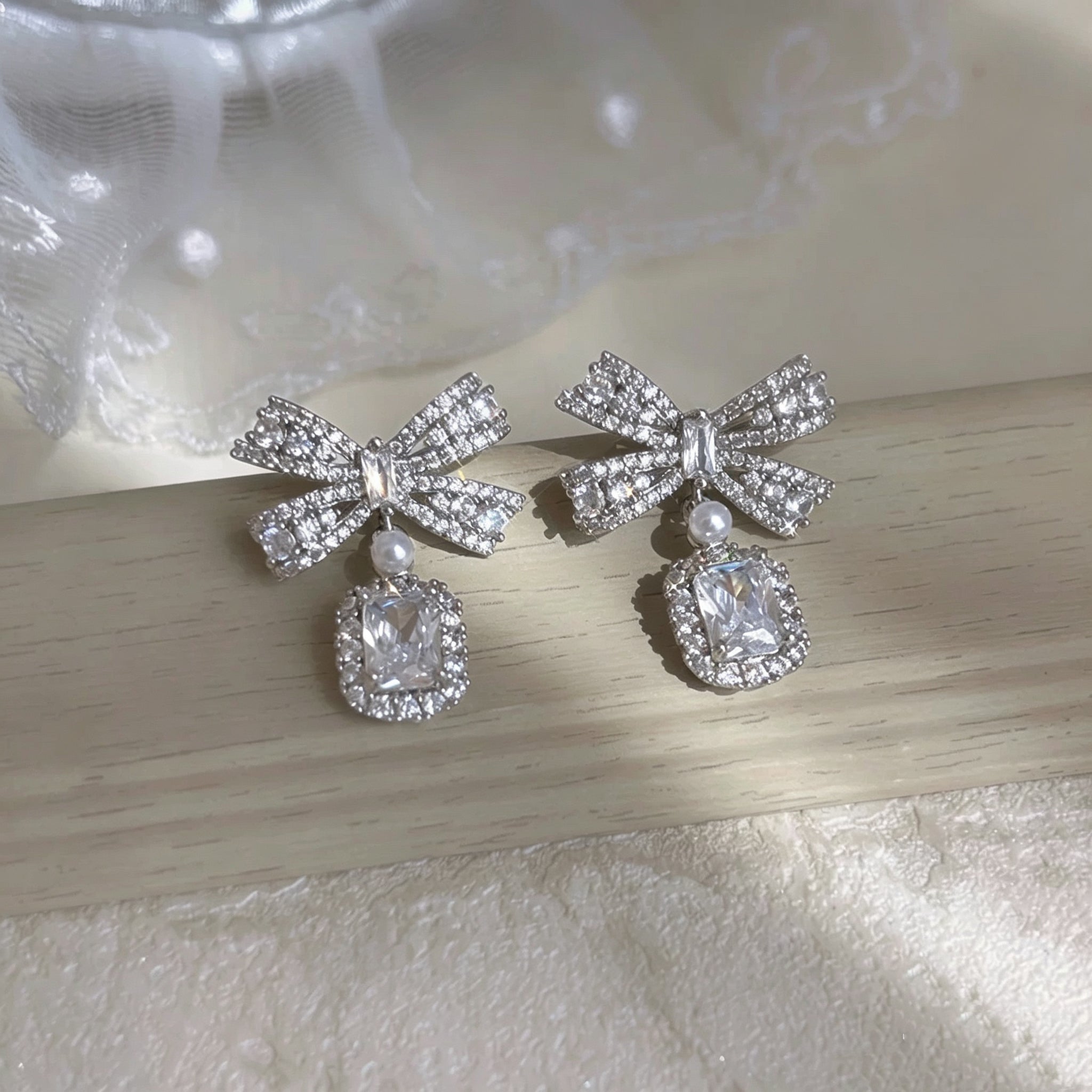 S925 Sterling Silver Crystal Pendant Earrings