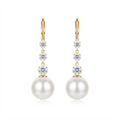 Elegant Crystal Zircon with White Pearls Earrings