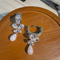 Luxury Zircon Bow Pearl Earrings