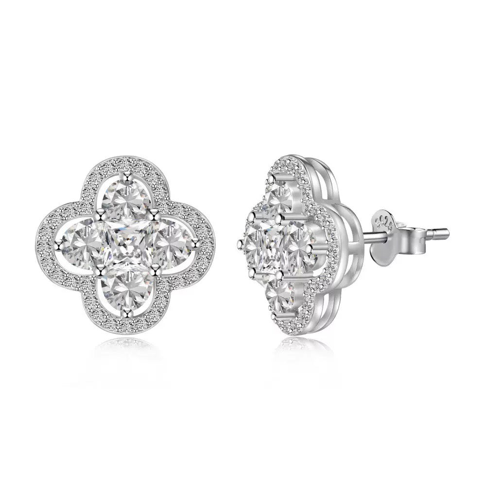 S925 Sterling Silver Luxury Clover Earrings