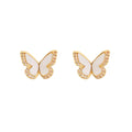 S925 Sterling Silver White Zirconia Butterfly Earrings