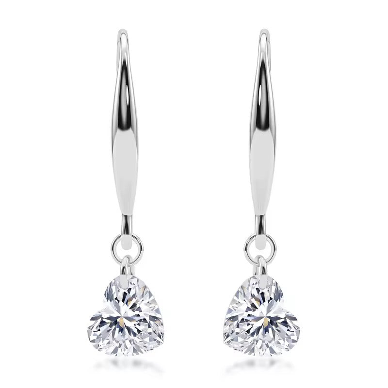S925 Sterling Silver Lab Grown Diamond Heart Shape Earrings