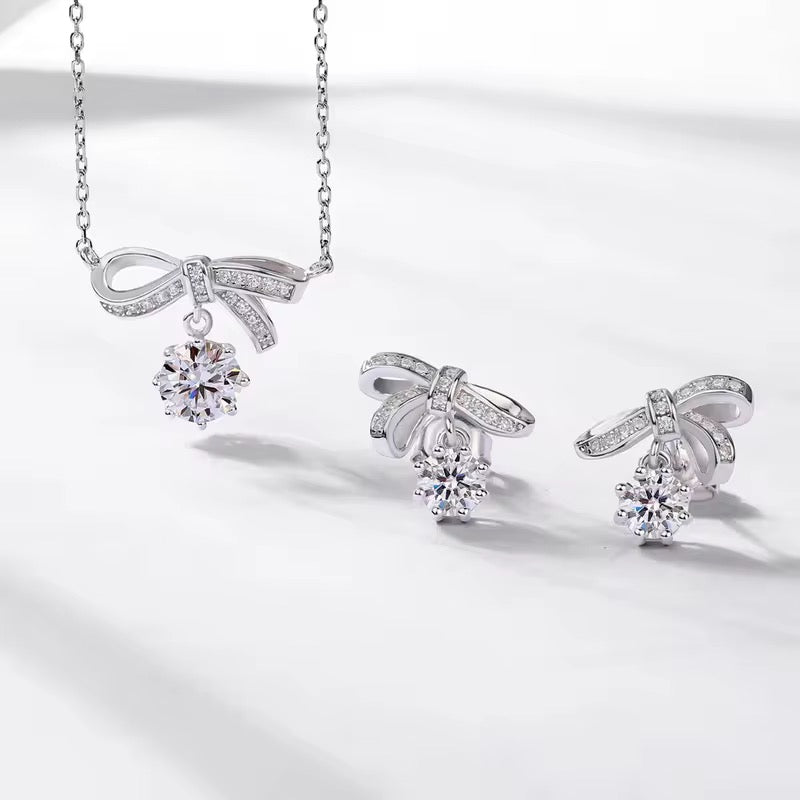 S925 Sterling Silver Ribbon Moissanite Earrings (GRA)
