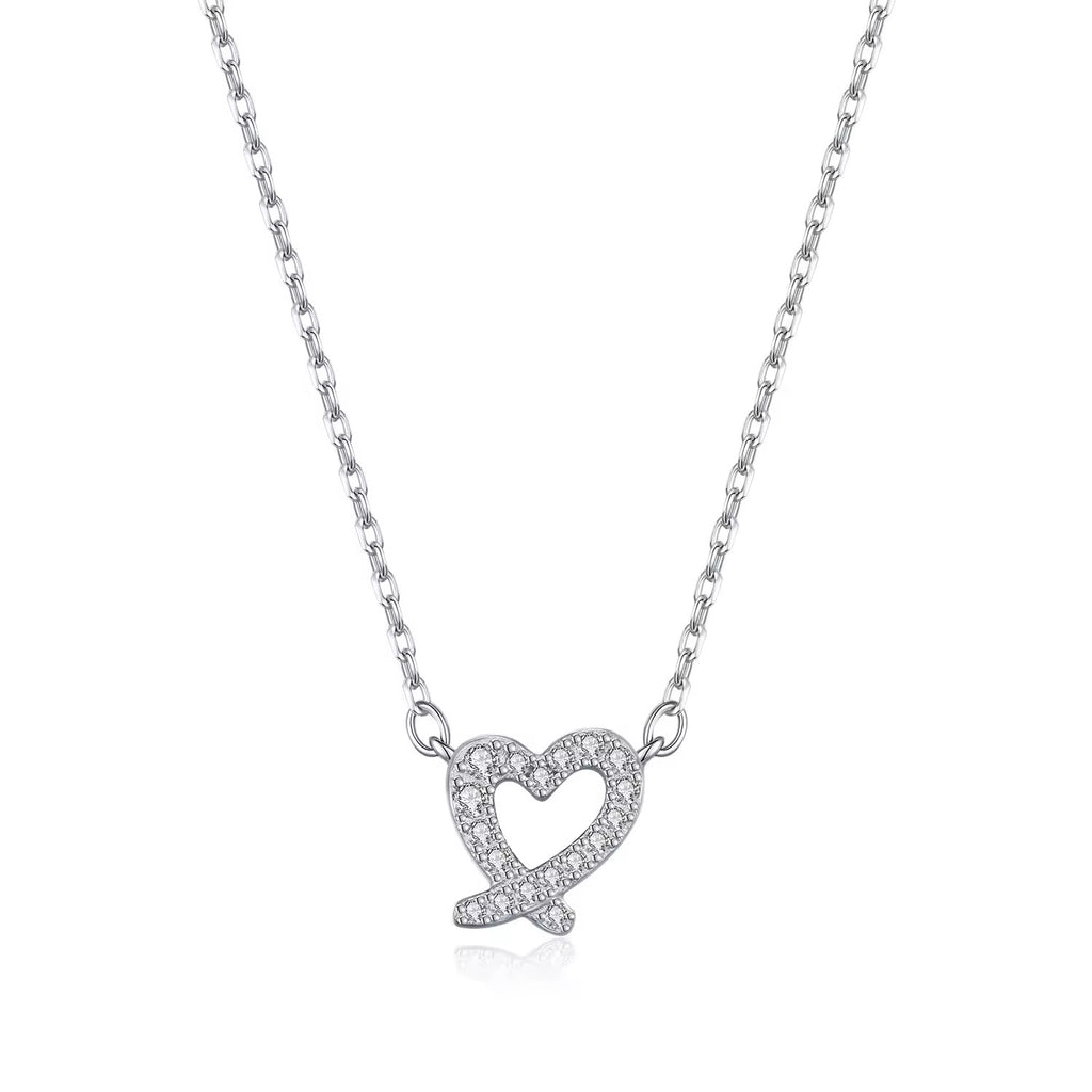 S925 Sterling Silver Heart Shape Moissanite Necklace (GRA)