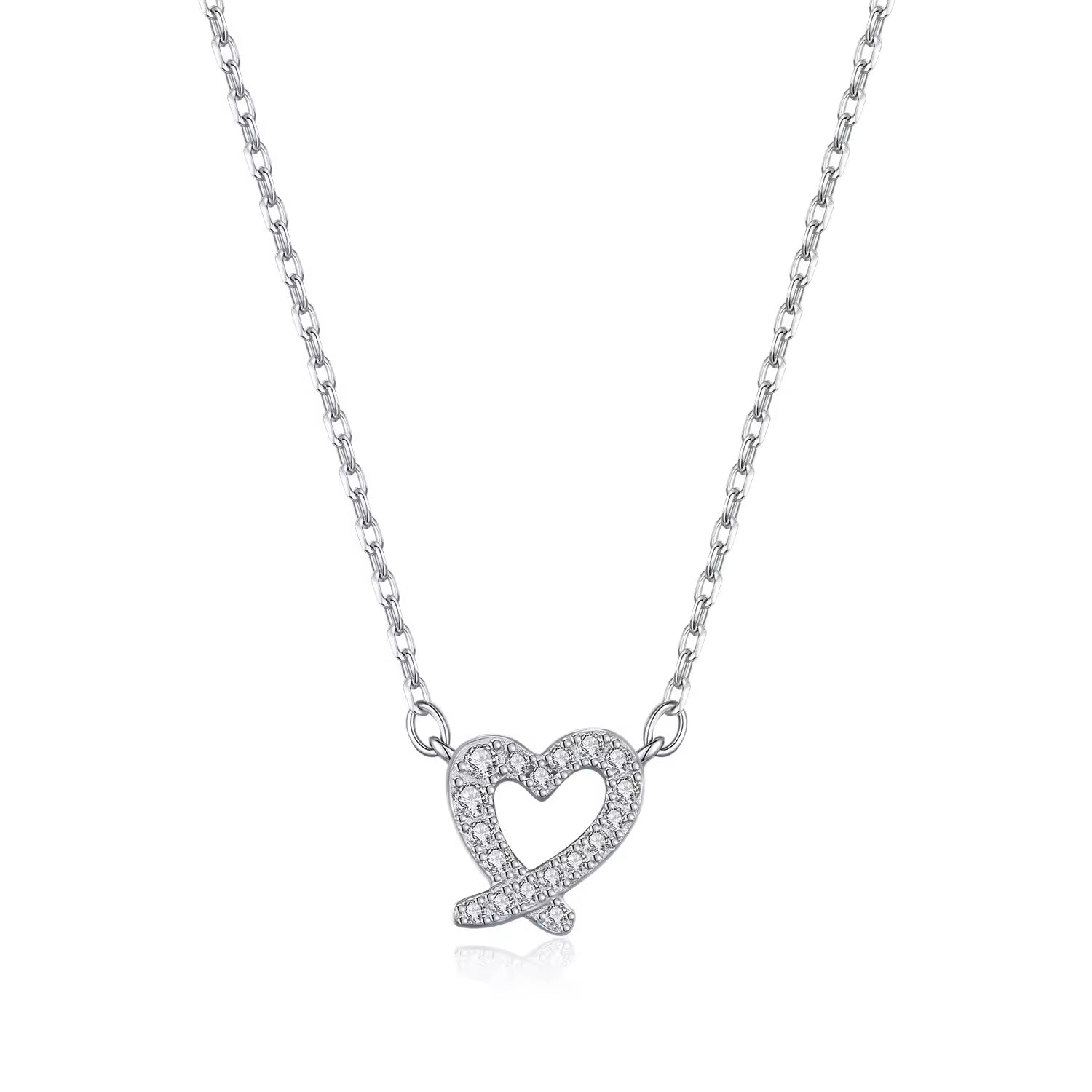 S925 Sterling Silver Heart Shape Moissanite Necklace (GRA)