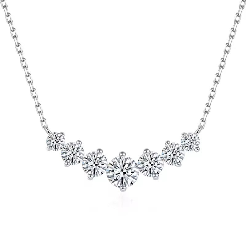 S925 Sterling Silver Seven Stones Moissanite Necklace