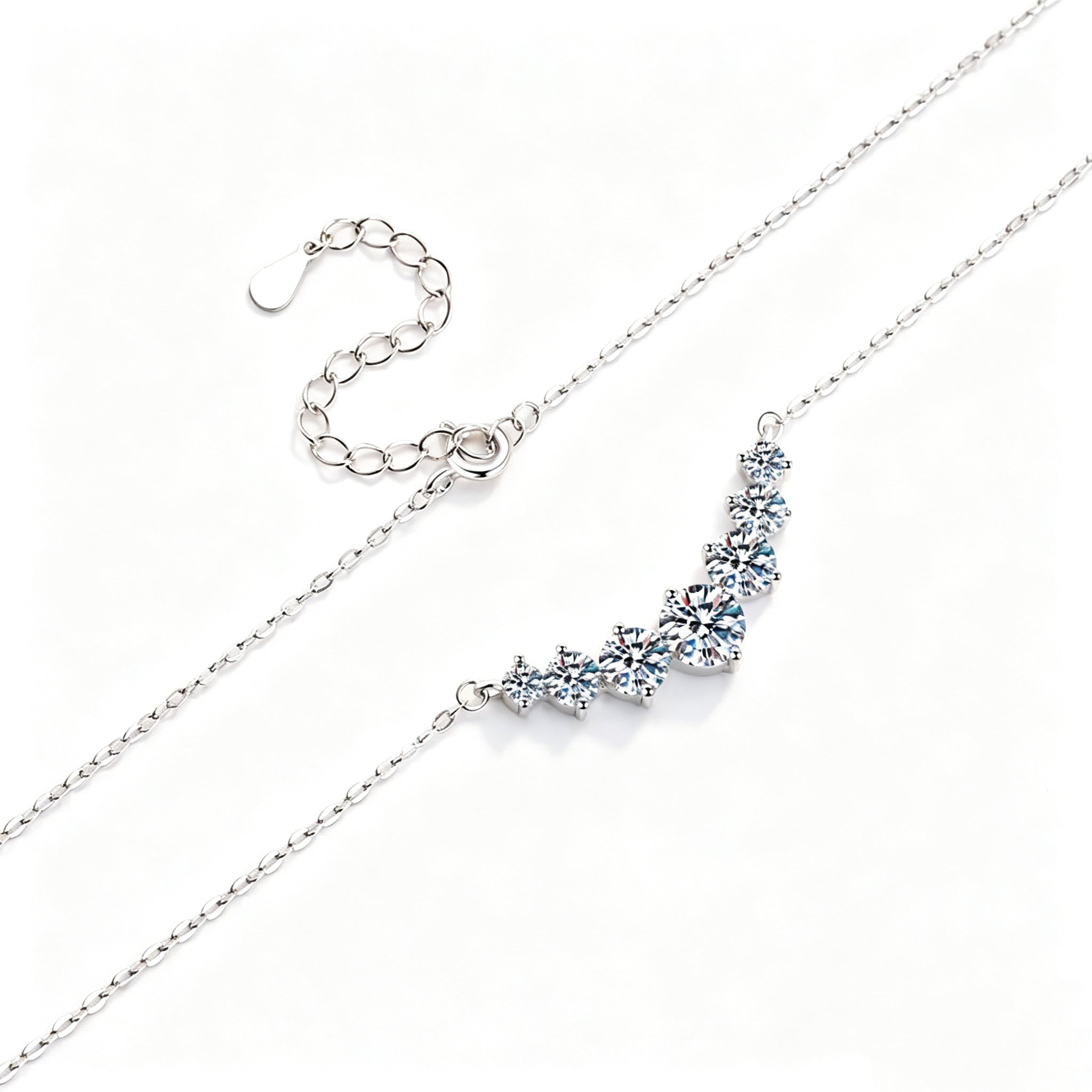 S925 Sterling Silver Seven Stones Moissanite Necklace
