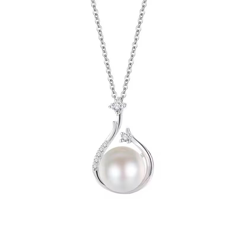S925 Sterling Silver Trendy Luxury White Pearl Necklace
