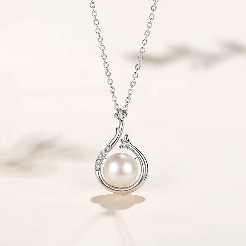 S925 Sterling Silver Trendy Luxury White Pearl Necklace