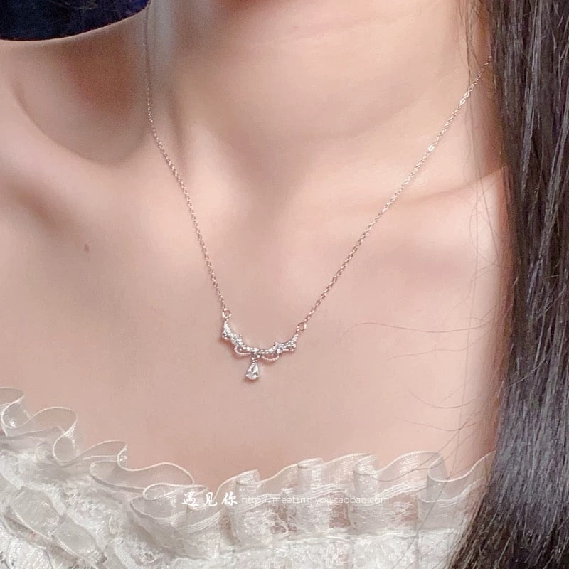 925 Sterling Silver Lace Water Drop Necklace