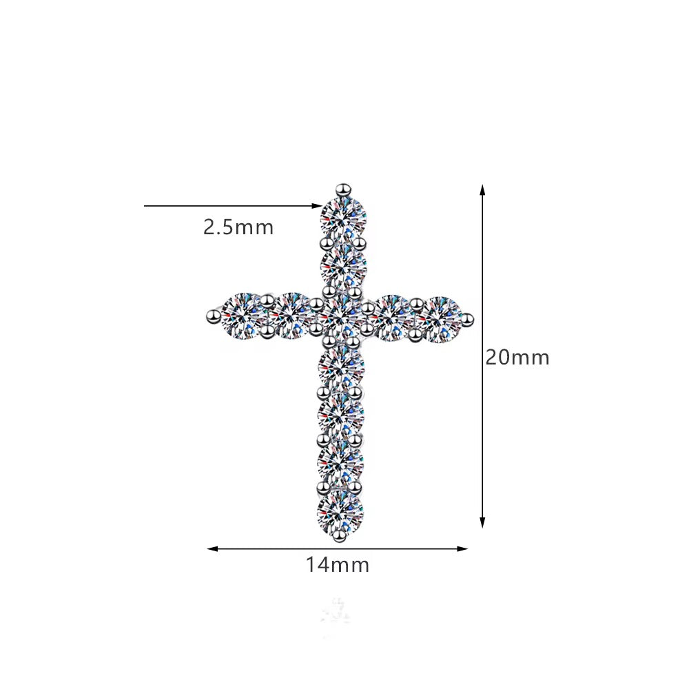 S925 Sterling Silver Cross Moissanite Pendant Necklace