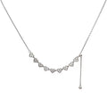 S925 Sterling Silver Crystal Hearts Row Necklace