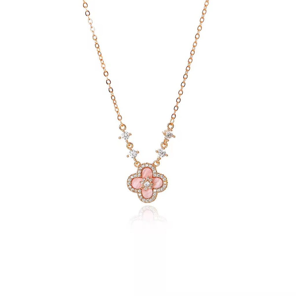 Pink Four Leaf Clover Necklace