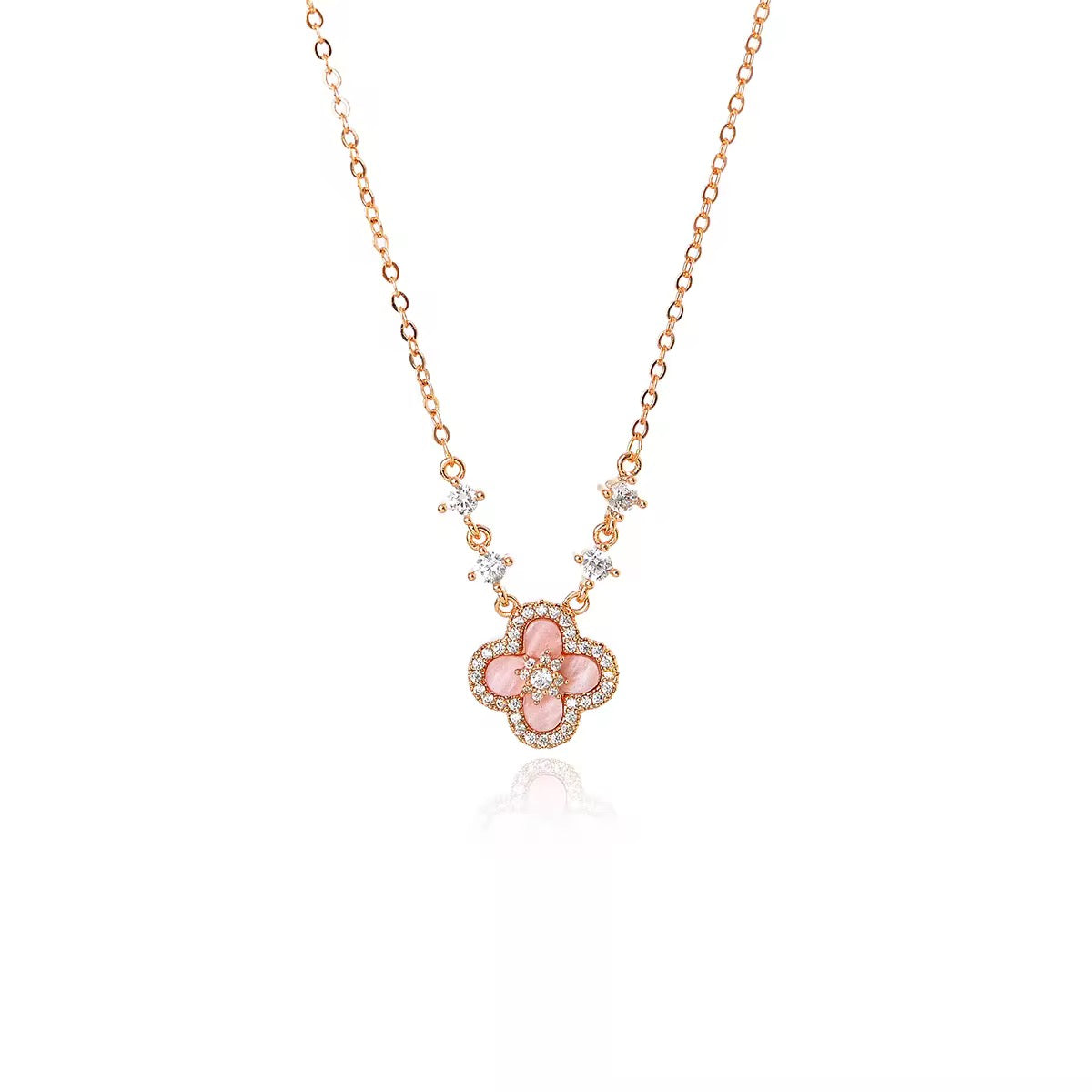 Pink Four Leaf Clover Necklace