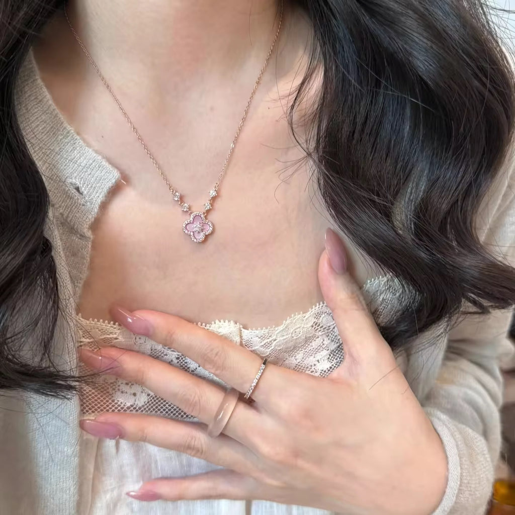 Pink Four Leaf Clover Necklace