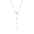 S925 Sterling Silver Starry Zircon Butterfly Pearl Necklace