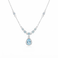 S925 Sterling Silver Aqua Blue Water Drop Pendant Necklace