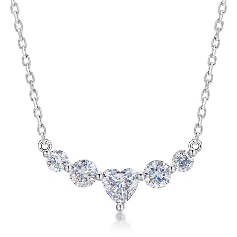 S925 Sterling Silver Lab Grown Diamond Heart Shape Necklace