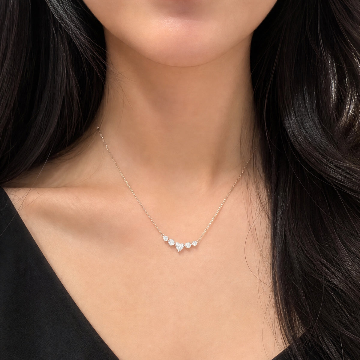 S925 Sterling Silver Lab Grown Diamond Heart Shape Necklace