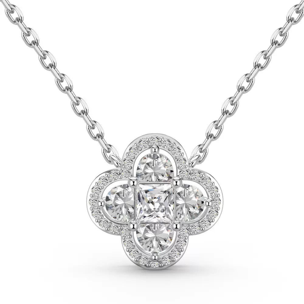 S925 Sterling Silver Lucky Four Leaf Clover Necklace