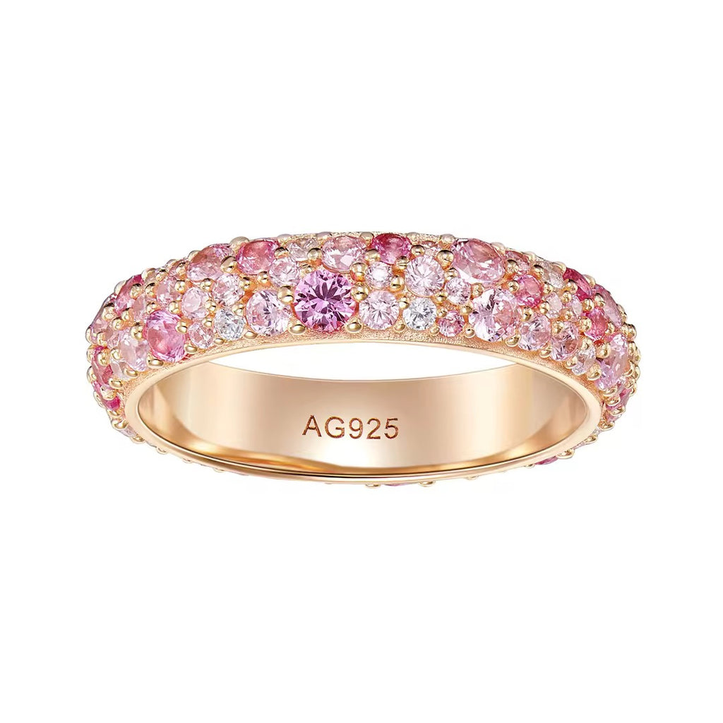 S925 Sterling Silver Gradient Pink Ring