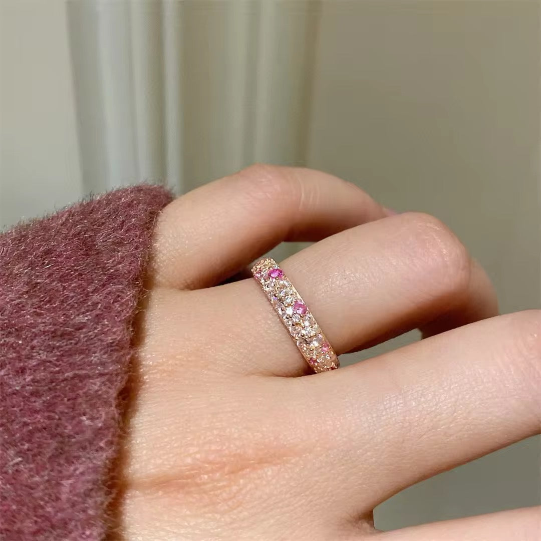 S925 Sterling Silver Gradient Pink Ring
