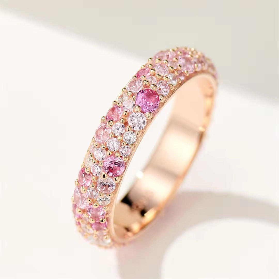 S925 Sterling Silver Gradient Pink Ring